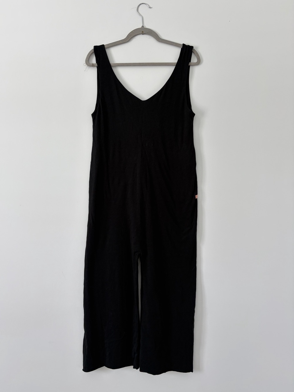 Lunya Black Organic Pima Cotton Sleeveless V Neck Wide Leg Jumpsuit Small